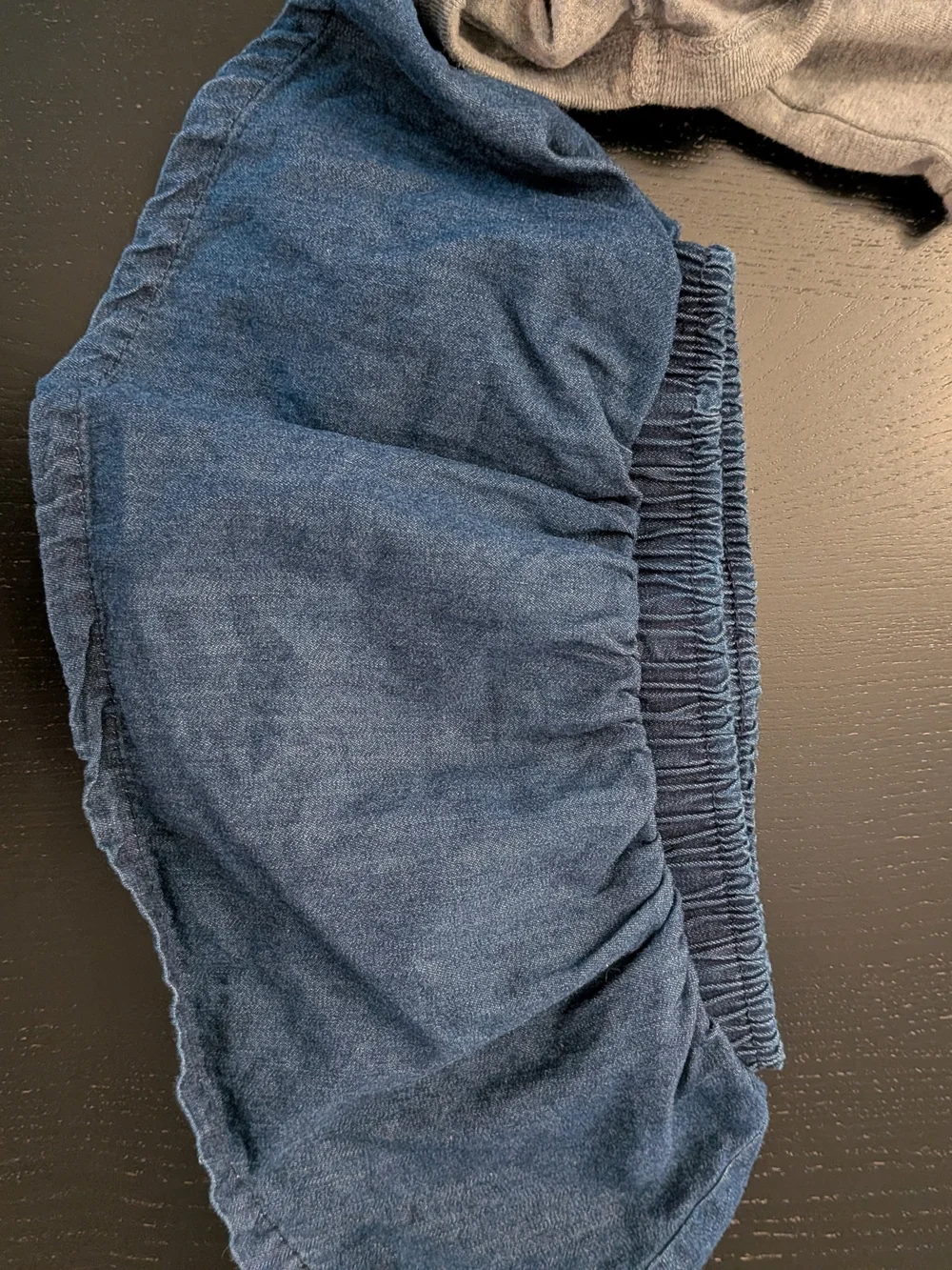Cat & Jack Gray Eyelet-Sleeve Bodysuit with Blue Denim-Look Skirted Shorts